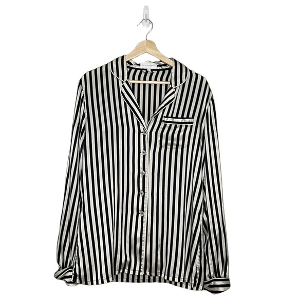 Olivia von Halle Other - Olivia Von Halle Silk Pajamas Womens 4 Black White Stripe Lounge Sleep Set